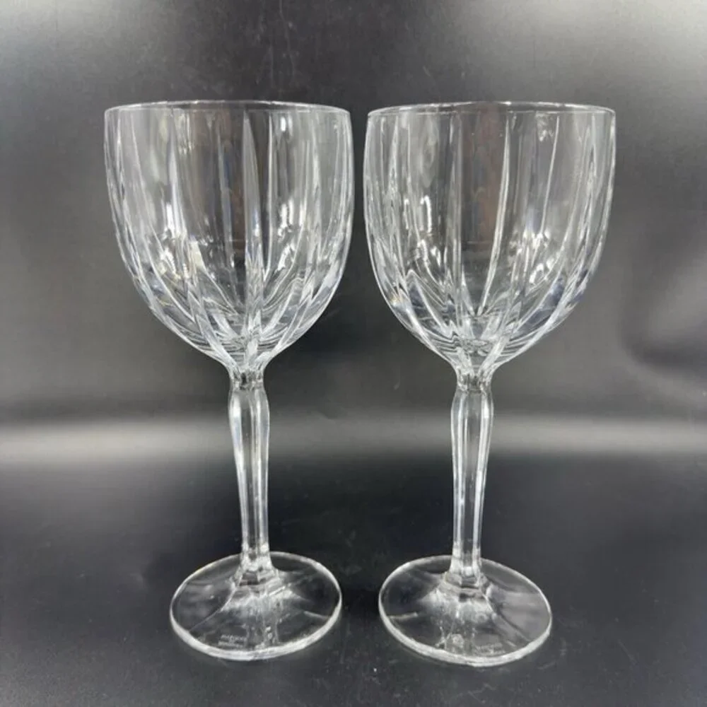 Waterford Marquis Omega Large Heavy‎ Clear Crystal 2 Glass Goblet Drinking Cups